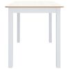 vidaXL Dining Table White and Brown 114x71x75 cm Solid Rubber Wood