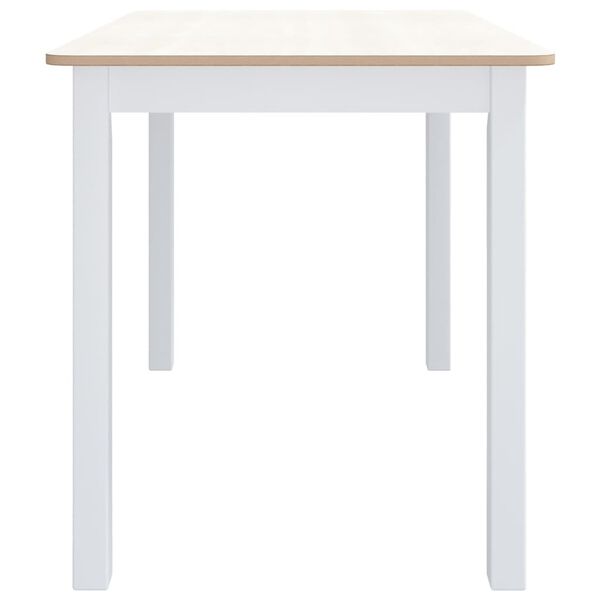 vidaXL Dining Table White and Brown 114x71x75 cm Solid Rubber Wood