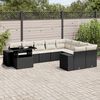 vidaXL 10 Piece Garden Sofa Set with Cushions Black Poly Rattan