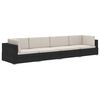 vidaXL 4 Piece Garden Sofa Set with Cushions Poly Rattan Black