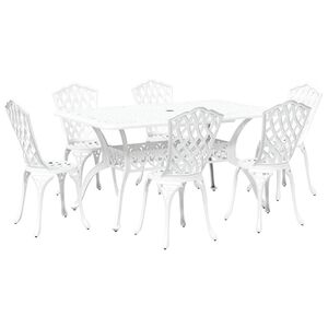vidaXL Garden Dining Set 7 pcs White Aluminium