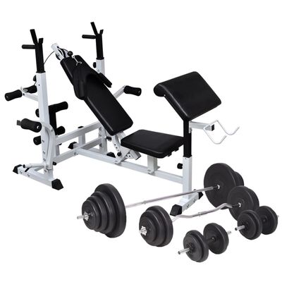 vidaXL Weight Bench with Weight Rack, Barbell and Dumbbell Set 120 kg