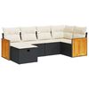 vidaXL 6 Piece Garden Sofa Set with Cushions Black Poly Rattan