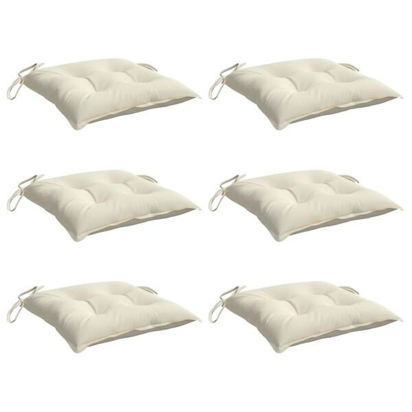 vidaXL Chair Cushions 6 pcs Cream White 40x40x7 cm Oxford Fabric