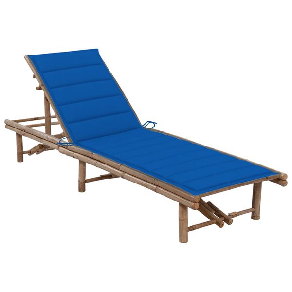 vidaXL Garden Sun Lounger with Cushion Bamboo