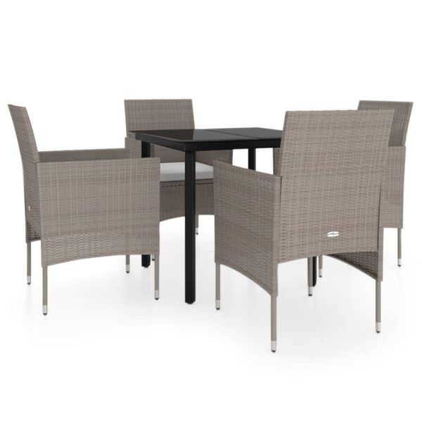 vidaXL 5 Piece Garden Dining Set with Cushions Beige and Black