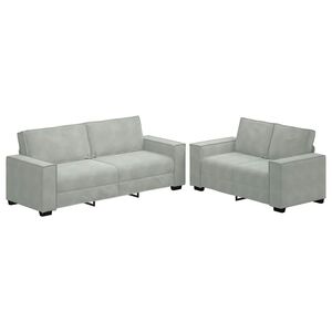 vidaXL 2 Piece Sofa Set with Cushions Light Grey Velvet
