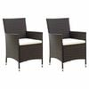 vidaXL Garden Chairs with Cushions 2 pcs Poly Rattan Brown