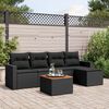 vidaXL 6 Piece Garden Sofa Set with Cushions Black Poly Rattan