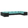 vidaXL 10 Piece Garden Lounge Set with Cushions Poly Rattan Black