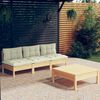 vidaXL 4 Piece Garden Lounge Set with Cream Cushions Pinewood