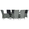 vidaXL 7 Piece Garden Dining Set Light Grey Poly Rattan