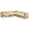 vidaXL 7 Piece Garden Lounge Set & Cushions Honey Brown Solid Pinewood