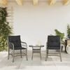 vidaXL Garden Chairs with Cushions 2 pcs Grey Poly Rattan