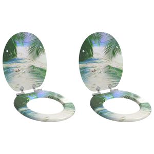 vidaXL Soft-Close Toilet Seat 2 pcs Green 44 x 38 cm MDF board