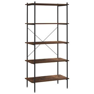 vidaXL 5-Tier Shelving Unit Black and Natural 80x40x163 cm