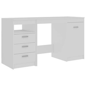 vidaXL Desk | White | Engineered wood | 140 cm x 50 cm x 76 cm | Storage