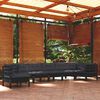 vidaXL 8 Piece Garden Lounge Set with Cushions Black Solid Pinewood