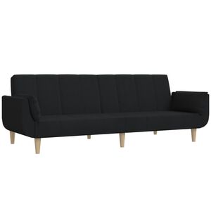 vidaXL 2-Seater Sofa Bed with Two Pillows Black Fabric