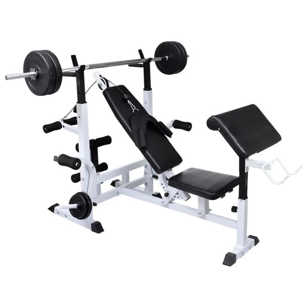 vidaXL Weight Bench with Weight Rack, Barbell and Dumbbell Set 90 kg