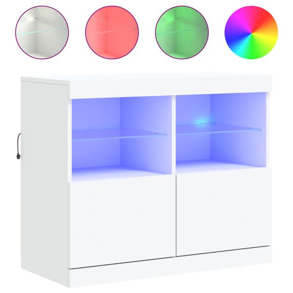 vidaXL Sideboard with LED Lights White 81x37x67 cm