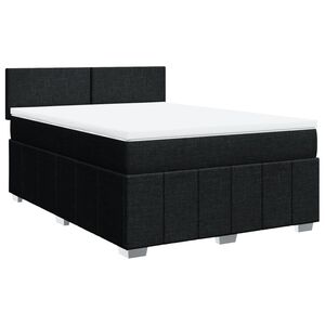 vidaXL Box Spring Bed with Mattress Black Double Fabric