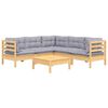 vidaXL 6 Piece Garden Lounge Set with Grey Cushions Solid Pinewood
