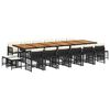 vidaXL 17 Piece Garden Dining Set with Cushions Black Poly Rattan