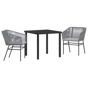 vidaXL Garden Dining Set 3 pcs Grey Powder-Coated Steel