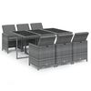 vidaXL 7 Piece Garden Dining Set with Cushions Poly Rattan Grey