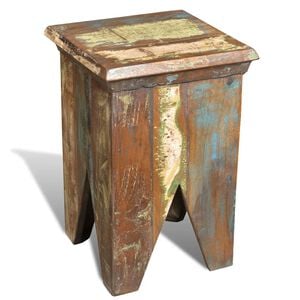 vidaXL Vintage Stool | Multicolour | Reclaimed solid wood | Compact
