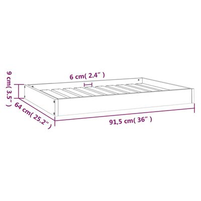 vidaXL Dog Bed White 91.5x64x9 cm Solid Wood Pine
