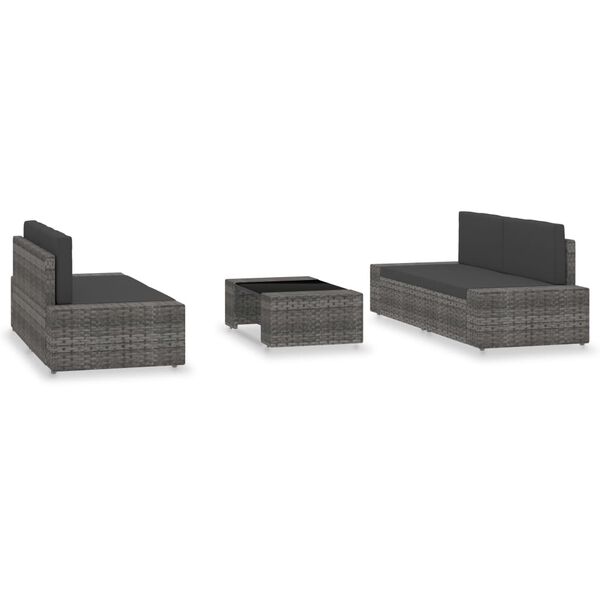 vidaXL 5 Piece Garden Lounge Set Poly Rattan Grey