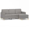 vidaXL 3-Seater Sofa with Footstool Light Grey 180 cm Fabric