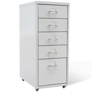 vidaXL File Cabinet with 5 Drawers Grey 68.5 cm Steel