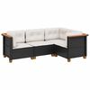 vidaXL 4 Piece Garden Sofa Set with Cushions Black Poly Rattan
