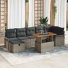 vidaXL Garden Sofa Set with Cushion 8 pcs Grey Poly Rattan