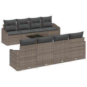 vidaXL Sofa Set with Cushion with Storage 7 pcs Grey Poly Rattan