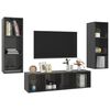 vidaXL 3 Piece TV Cabinet Set High Gloss Grey Engineered Wood