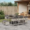 vidaXL 11 Piece Garden Dining Set with Cushions Light Grey Poly Rattan