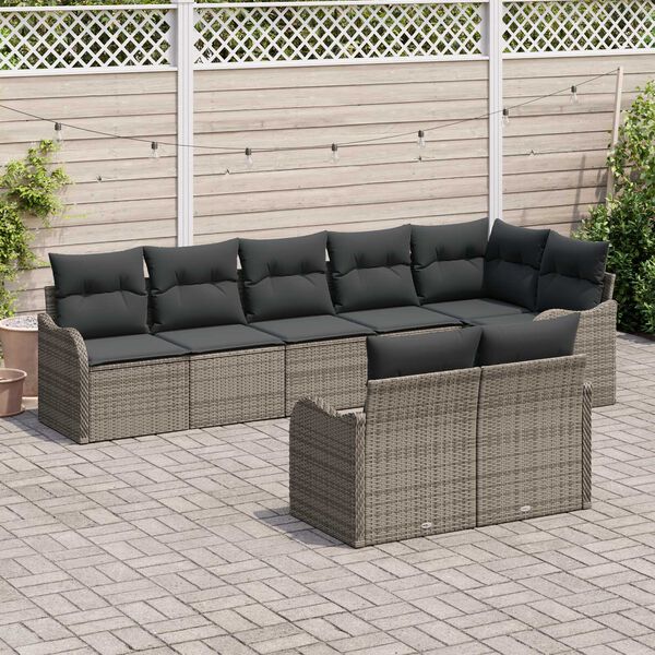 vidaXL Garden Sofa Set Grey Poly Rattan