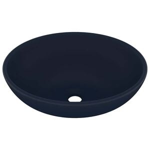 vidaXL Luxury Basin Oval-shaped Matt Dark Blue 40x33 cm Ceramic
