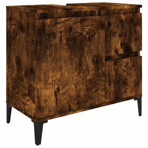 vidaXL Bathroom Cabinet Smoked Oak 65x33x60 cm Engineered Wood