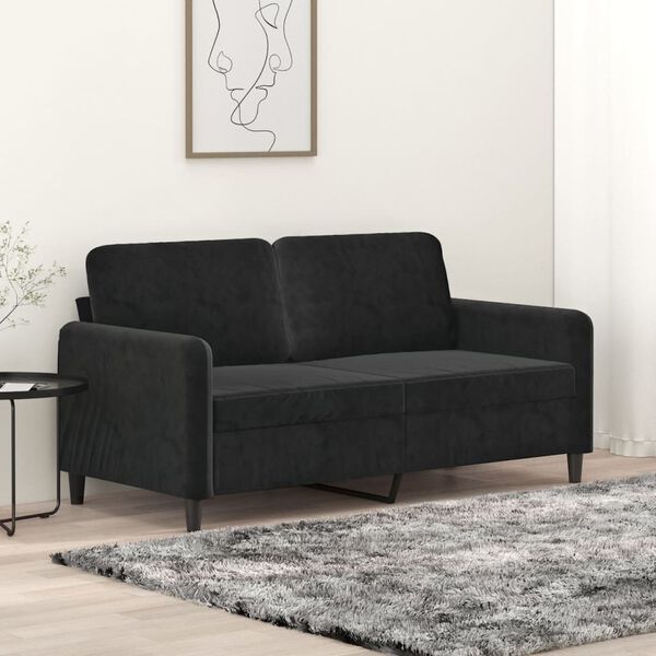 vidaXL 2-Seater Sofa Black 140 cm Velvet