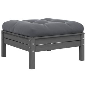 vidaXL Garden Footstool with Anthracite Cushion Grey Solid Pinewood