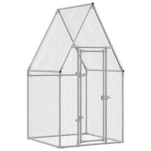 vidaXL Chicken Cage Silver 100x100x190 cm Galvanised Steel