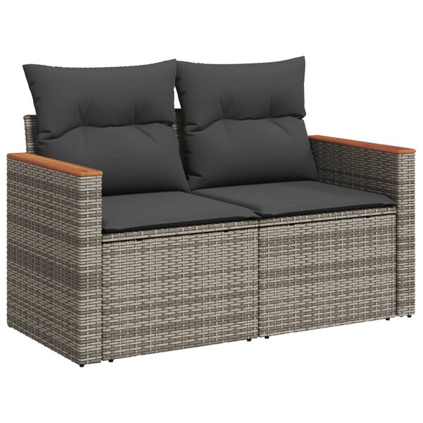 vidaXL 6 Piece Garden Sofa Set with Cushions Grey Poly Rattan