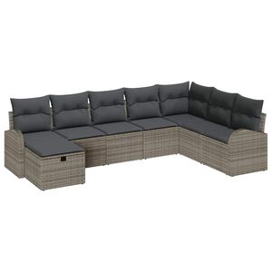 vidaXL Garden Sofa Set 8 pcs Grey Poly Rattan