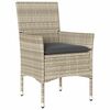 vidaXL 3 Piece Garden Dining Set with Cushions Light Grey Poly Rattan and Glass