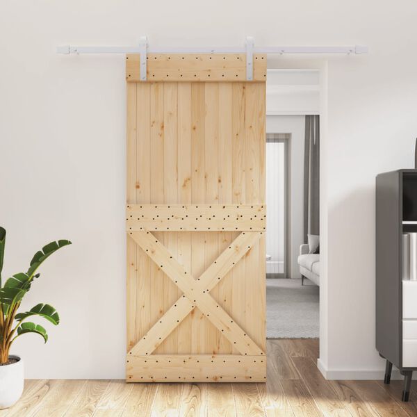 vidaXL Sliding Door with Hardware Set 90x210 cm Solid Wood Pine